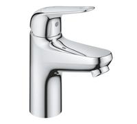 GROHE Swift QuickFix - Smooth Body Basin Mixer Tap with Push-Open Waste Set (S-Size 162 mm, 28 mm Ceramic Cartridge, Energy Saving, Tails 3/8 Inch, Easy to Fit with GROHE QuickTool), Chrome, 24323001