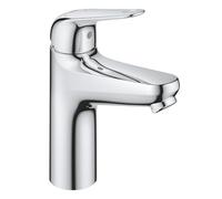 GROHE Swift QuickFix - Smooth Body Basin Mixer with Push-Open Waste Set (M-Size 179mm, 28mm Ceramic Cartridge, Energy/Water Saving, Tails 3/8 Inch, Easy to Fit with GROHE QuickTool), Chrome, 24329001