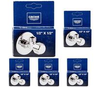 Grohe Technique de Sécurité- Raccord Mural à Clapet d'Angle 1/2 Pouce, Sortie 1/2 Pouce, avec Chambre à Graisse Et Double Joint Torique 22032000, Gray (Pack of 5)