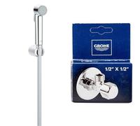 GROHE Tempesta-F Trigger Spray 30 27513001 1 Jet Shower Set with Wall Bracket + Safety Technology - Angle Valve Wall Connection 1/2 inch, Outlet 1/2 inch, with Grease Chamber and Double O-Ring Seal