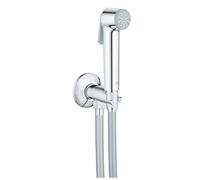 GROHE Tempesta-F Trigger Spray Wall Holder Set with Self-Closing Angle Valve Hand Shower with Trigger-Control, 100mm Twistfree Hose and Valve with Integrated Shower Holder, Chrome Finish 26358000