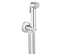 GROHE Tempesta-F Trigger Spray Wall Holder Set with Self-Closing Angle Valve Hand Shower with Trigger-Control, 100mm Twistfree Hose and Valve with Integrated Shower Holder, Chrome Finish 26358000