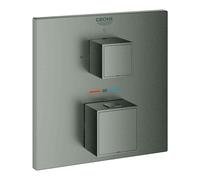 Grohe Thermostatic Bath Shower Mixer Grohtherm Cube 1 Output With Stop Valve 158x43mm Brushed Hard Graphite