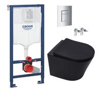 Grohe Toilet Set Grohe Frame + Sat Black Infinitio Rimless + Soft Close Seat + Chrome Plate (Rslblinfi1)