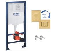 Grohe Toilet Set Rapid Sl Support Frame + Skate Cosmopolitan Brushed Cool Sunrise Flush Plate + Fixings (38528001-Bgold)
