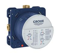 GROHE Universal Rough-In Box (3 Outlets 1/2", 2 Inlets Below 1/2", Installation Depth 75-105 mm, Connection Unit in DR Brass, Pre-Mounted Flushing Plug, No Trim Set Included), 35600000