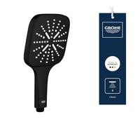 GROHE Vitalio 130 SmartActive Cube - Hand Shower 13cm (Push Button with 3 Spray Selection, Water Saving, Anti-Limescale System, Universal Mounting System), Matt Black, 265952430
