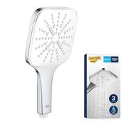 GROHE Vitalio 130 SmartActive Cube - Hand Shower 13cm (Push Button with 3 Spray Selection, Water Saving, Anti-Limescale System, Universal Mounting System), Chrome with Spray Plate Moon White, 26595000