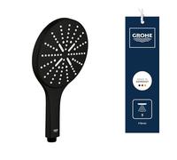GROHE Vitalio 150 SmartActive - Hand Shower 15 cm (Push Button with 3 Spray Selection, Water Saving, Anti-Limescale System, Universal Mounting System), Matt Black, 265972430