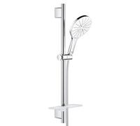 GROHE Vitalio 150 SmartActive - Shower Rail Set (Water Saving 3-Spray Hand Shower 15 cm, Shower Rail 60cm with Tray, Metal Wall Holders, Shower Hose 1.75 m), High Pressure Min. 1 bar, Chrome, 26598000
