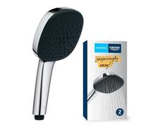 GROHE Vitalio Comfort 110 - Hand Shower for High Pressure (Square 11 cm Shower Head, 2 Sprays: Rain & Jet, Anti-Limescale System, Silicone Ring, Universal Mounting System), Chrome, 26926001