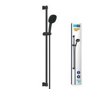 GROHE Vitalio Comfort 110 QuickFix - Shower Set (Square 11 cm Hand Shower 2 Sprays: Rain and Jet, Shower Hose 1.75 m, Rail 90 cm, Water Saving, Easy to Fit with GROHE QuickGlue), Matt Black, 269302431