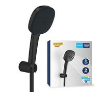 GROHE Vitalio Comfort 110 QuickFix - Shower Set (Square 11cm Hand Shower 2 Sprays Anti-Limescale System, 1.75m Hose, Wall Holder, Water Saving, Easy to Fit with GROHE QuickGlue), Matt Black, 263992431