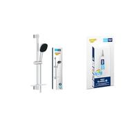 GROHE Vitalio Comfort 110 & QuickGlue S - Shower Set (Square 11 cm Hand Shower 2 Spray: Rain & Jet, Shower Hose 1.75m, Rail 60cm with Tray, Anti-Limescale System), Extra Easy to Fit, Chrome, 26929001