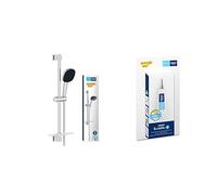 GROHE Vitalio Comfort 110 & QuickGlue S - Shower Set (Square 11 cm Hand Shower 2 Sprays: Rain & Jet, Anti-Limescale System, Hose 1.75 m, Rail 60 cm, Water Saving), Extra Easy to Fit, Chrome, 26398001