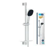 GROHE Vitalio Comfort 110 - Shower Set (Square 11 cm Hand Shower 2 Spray: Rain & Jet, Shower Hose 1.75m, Rail 60cm with Tray, Anti-Limescale System), Easy to Fit with GROHE QuickGlue, Chrome, 26929001
