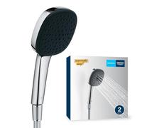 GROHE Vitalio Comfort 110 - Shower Set (Square 11cm Hand Shower 2 Sprays: Rain & Jet, Anti-Limescale System, Silicone Ring, Water Saving, Shower Hose 1.5m, Universal Mounting System), Chrome, 26973001