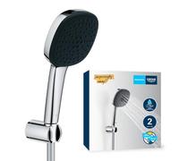 GROHE Vitalio Comfort 110 - Shower Set (Square 11cm Hand Shower, 2 Sprays: Rain & Jet, Anti-Limescale System, Hose 1.75m, Wall Holder, Water Saving), Easy to Fit with GROHE QuickGlue, Chrome, 26399001