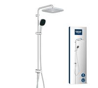 GROHE Vitalio Comfort 250 Flex - Shower System with Diverter (Square 25cm Head Shower 2 Spray Rain & SmartRain, Square 11cm Hand Shower 2 Spray: Rain & Jet, Hose 1.5m, Water Saving), Chrome, 26986001
