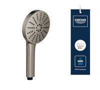 GROHE Vitalio Joy+ 120 Hand Shower 3 Spray Patterns: Rain, Jet, Booster (⌀ 120 mm, Water-Saving 6.3 l/min, Scalding Protection, Universal Mounting System, Min. Pressure 1 Bar), Anthracite, 134863AL00