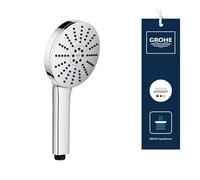 GROHE Vitalio Joy+ 120 Hand Shower 3 Spray Patterns: Rain, Jet, Booster (⌀ 120 mm, Water-Saving 7.9 l/min, Scalding Protection, Universal Mounting System, Min. Pressure 1 Bar), Chrome, 1348640000