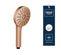 GROHE Vitalio Joy+ 120 Hand Shower 3 Spray Patterns: Rain, Jet, Booster (⌀ 120 mm, Water-Saving 7.9 l/min, Scalding Protection, Universal Mounting System, Min. Pressure 1 Bar), Bronze, 134864DL00