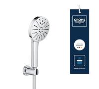 GROHE Vitalio Joy+ 120 Shower Handheld & Wall Holder Set (Hand Shower ⌀ 120 mm, 3 Sprays, Water-Saving 6.3 l/min, Scalding Protection, Hose 1.5 m, Min. Pressure 1 Bar), Chrome, 1348650000