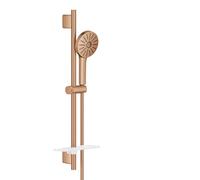 GROHE Vitalio Joy+ 120 Shower Rail Set: (Hand Shower ⌀ 120 mm 3 Sprays, Water-Saving 6.3 l/min, Scalding Protection, Hose 1.75 m, Rail 60 cm with Tray, Min. Pressure 1 Bar), Bronze, 134866DL00