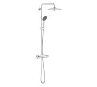GROHE Vitalio Joy 260 - Cool Touch Thermostatic Mixer (26 cm Shower Head with 3 Spray, Toiletries Tray, 11 cm Hand Shower 3 Spray with Easy Clean Nozzles, 1750 mm Twist-Free Hose), Chrome, 26403002