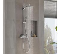 GROHE Vitalio Joy 260 - Cool Touch Thermostatic Mixer (26 cm Shower Head with 3 Spray, Toiletries Tray, 11 cm Hand Shower 3 Spray with Easy Clean Nozzles, 1750 mm Twist-Free Hose), Chrome, 26403002