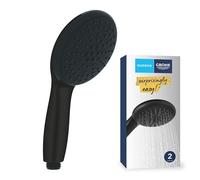 GROHE Vitalio Start 110 QuickFix - Hand Shower for Low Pressure (Round 11 cm Shower Head 2 Sprays: Rain and Jet, Anti-Limescale System, Silicone Ring, Universal Mounting System), Matt Black, 269492434