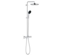 GROHE Vitalio Start 250 - Exposed Thermostatic Shower with Aquadimmer Function (Round 25 cm Head Shower 1 Spray: Rain, Round 11cm Hand Shower 2 Sprays: Rain and Jet, Water Saving), e, 26677001