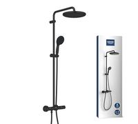 GROHE QuickFix Black Vitalio Start System 250 Shower System with Thermostat for Wall Mounting