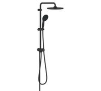 GROHE Vitalio Start 250 Flex - Exposed Shower System with Diverter (Round 25cm Head Shower 2 Sprays, Round 11cm Hand Shower 2 Sprays, 2 Shower Hoses: 1.25m & 1.5m, Water Saving), Matt Black, 266802431