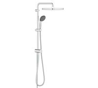 GROHE Vitalio Start 250 - Flex Shower System with Diverter (Water Saving Technology, Soft Square 25 cm 2-Spray Head Shower, 10 cm Hand Shower, Compatible with All Existing Valves), Chrome, 26698000
