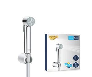 GROHE Vitalio Trigger Spray 30 - Wall Holder Set with Trigger Control Hand Shower (Hand Shower 36mm, TwistFree Shower Hose 1.25m, Wall Shower Holder 40mm), High Pressure Min. 1.0 Bar, Chrome, 26175001