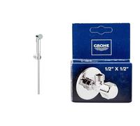 GROHE Vitalio Trigger Spray 30 - Wall Holder Set with Trigger Control Hand Shower, High Pressure Min. 1.0 Bar & Technique de Sécurité- Raccord Mural à Clapet d'Angle 1/2 Pouce, Sortie 1/2 Pouce