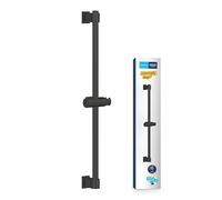 GROHE Vitalio Universal QuickFix - Shower Rail 60 cm with Adjustable Wall Holders, Glide Element and Swivel Holder (with Screws and Dowels, Easy to Fit QuickGlue), Matt Black, 277242431