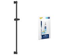 GROHE Vitalio Universal QuickFix Shower Rail 90 cm with Adjustable Wall Holders & QuickGlue S, Glide Element and Swivel Holder (with Screws and Dowels, Extra Easy to Fit), Matt Black, 269612431