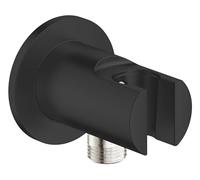GROHE Vitalio Universal Wall Union with Shower Outlet Elbow 1/2 Inch and Wall Holder Male Thread for Hand Showers, Matt Black, 269622431