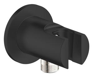 GROHE Vitalio Universal Wall Union with Shower Outlet Elbow 1/2 Inch and Wall Holder Male Thread for Hand Showers, Matt Black, 269622431