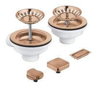 Grohe Sink Drain Set, 2 basins, with knob 205x210mm Brushed Warm Sunset 40998DL0