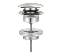 GROHE Waste Set with Push-Open Plug Supersteel 65807DC0 | Push-open cover, for wash basins with overflow, removable, closable, LongLife PVD finish