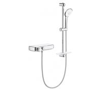 GROHE Grohtherm Smartcontrol Thermostatic Shower Mixer with 3-Spray Euphoria 110 Massage Shower Set (600 mm Shower Rail), Made in Germany, Chrome, 34720000