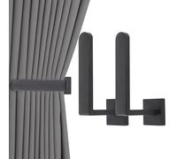 Groleca 2 Pack Metal Curtain Holdbacks Modern Curtain Tiebacks U Shaped Curtain Hooks for Wall Curtain Pull Backs Curtain Holders Curtain Tie Backs for Curtains (2, Matte Black)