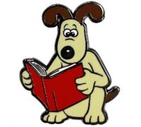 Pawprint Family | Gromit Reading Enamel Pin Badge | Wallace and Gromit Official Merchandise