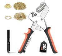 Grommet eyelet Punch Kit 10mm, Magnetic Hole Punch with 200 Pcs Waterproof Coating Grommets, Handheld Manual Press Tool for Tarpaulins,Canvas, Leather, Fabric, Eyelet Pliers Fabric Hole Punch