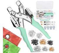 Grommet Eyelet Punch Kit with 160pcs 3mm&5mm Eyelets, Handheld Manual Punch Pliers for Tarpaulin Canvas Leather Fabric, Ideal for DIY Crafting & Repair Projects(Mixed color)