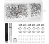 Grommet Kit, 100 Sets 10MM/0.4In Eyelet Punch Kit, Fabric Hole Punch, Metal Grommet Tool Kit with 3 Tool for Fabric Leather Shoes Bag Canvas Belt DIY Crafts