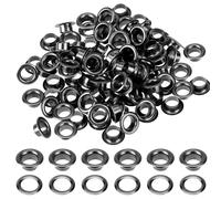 Grommet Kit, 100Sets Grommets Eyelets 1/4" Hole Size Eyelet Punch Kit 6mm Inner Diameter Black Metal Eyelets with Washers for Canvas, Shoes, Clothing, Bead Cores, Curtains, Fabric, Leather and Bag